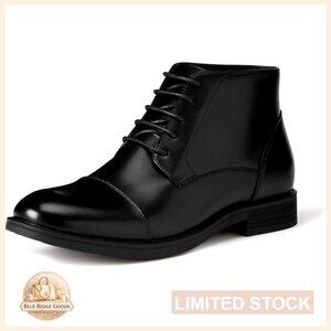Men's Cap Toe Ankle Dress Boots Classic Polished Lace Up Formal Footwear